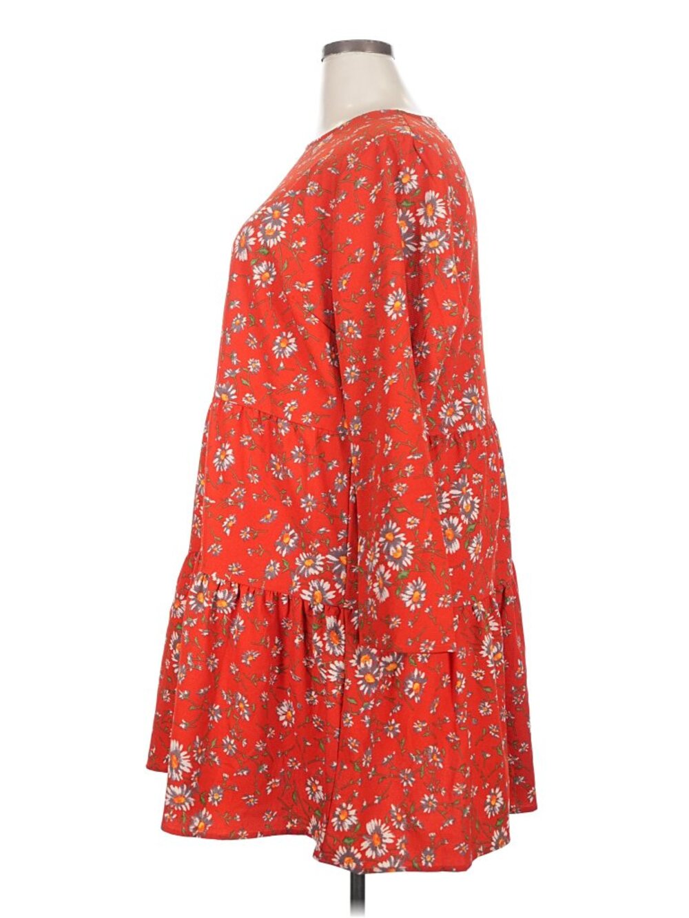 Super CUTE! ASOS Design Curve Red floral Tiered Mini Dress, size 18 - Picture 3 of 8